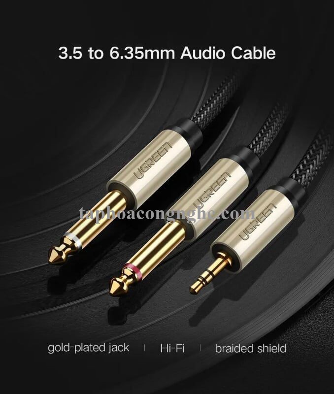 Ugreen 10619 5M màu Đen Cáp âm thanh 2 đầu 6.5mm dương sang 3.5mm dương AV126 30010619